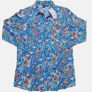 New Cruel Girl Western Shirt Girls XXL 14/16 Long Sleeve Royal Blue Paisley Snap